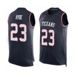 Men's Houston Texans #23 Carlos Hyde Limited Navy Blue Player Name & Number Tank Top Football Jersey