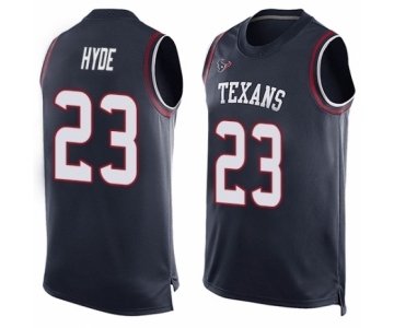 Men's Houston Texans #23 Carlos Hyde Limited Navy Blue Player Name & Number Tank Top Football Jersey