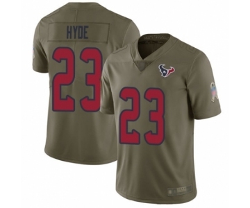 Men's Houston Texans #23 Carlos Hyde Limited Olive 2017 Salute to Service Football Jersey