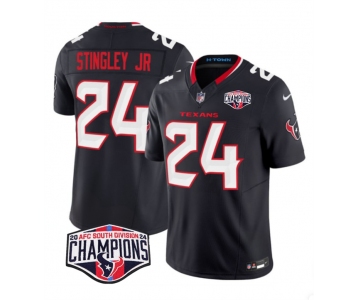 Men's Houston Texans #24 Derek Stingley Jr. Navy F.U.S.E. 2024 AFC South Division Champions Vapor Limited Stitched Football Jersey