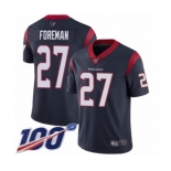 Men's Houston Texans #27 D'Onta Foreman Navy Blue Team Color Vapor Untouchable Limited Player 100th Season Football Jersey