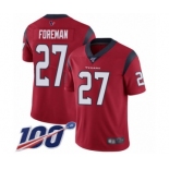 Men's Houston Texans #27 D'Onta Foreman Red Alternate Vapor Untouchable Limited Player 100th Season Football Jersey