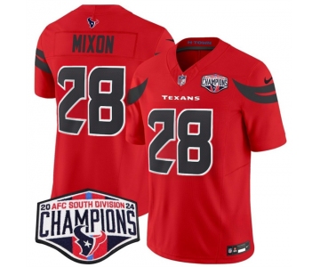 Men's Houston Texans #28 Joe Mixon Red F.U.S.E. 2024 AFC South Division Champions Vapor Limited Stitched Football Jersey