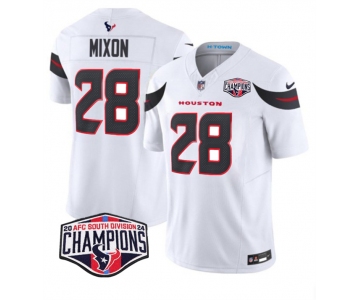 Men's Houston Texans #28 Joe Mixon White F.U.S.E. 2024 AFC South Division Champions Vapor Limited Stitched Football Jersey