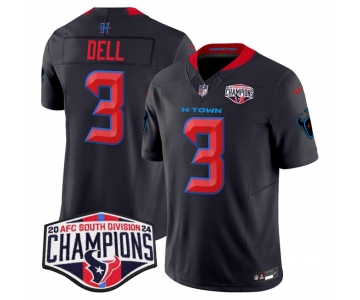 Men's Houston Texans #3 Tank Dell Navy 2nd Alternate F.U.S.E. 2024 AFC South Division Champions Vapor Limited Stitched Football Jersey