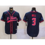 Men's Houston Texans #3 Tank Dell Navy With Patch Cool Base Stitched Baseball Jersey