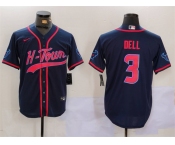 Men's Houston Texans #3 Tank Dell Navy With Patch Cool Base Stitched Baseball Jersey