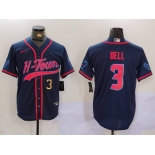 Men's Houston Texans #3 Tank Dell Navy With Patch Cool Base Stitched Baseball Jerseys