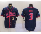 Men's Houston Texans #3 Tank Dell Navy With Patch Cool Base Stitched Baseball Jerseys