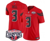 Men's Houston Texans #3 Tank Dell Red F.U.S.E. 2024 AFC South Division Champions Vapor Limited Stitched Football Jersey