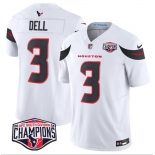 Men's Houston Texans #3 Tank Dell White F.U.S.E. 2024 AFC South Division Champions Vapor Limited Stitched Football Jersey