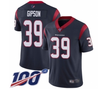 Men's Houston Texans #39 Tashaun Gipson Navy Blue Team Color Vapor Untouchable Limited Player 100th Season Football Jersey