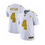 Men's Houston Texans #4 Deshaun Watson Flocked Leopard Print Vapor Limited Football Jersey White