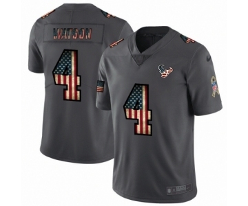 Men's Houston Texans #4 Deshaun Watson Limited Black USA Flag 2019 Salute To Service Football Jersey