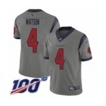 Men's Houston Texans #4 Deshaun Watson Limited Gray Inverted Legend 100th Season Football Jersey