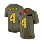 Men's Houston Texans #4 Deshaun Watson Limited Olive Gold 2019 Salute to Service Football Jersey