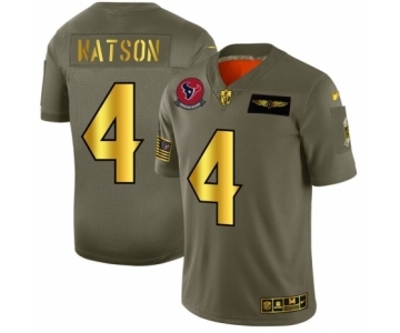 Men's Houston Texans #4 Deshaun Watson Limited Olive Gold 2019 Salute to Service Football Jersey