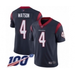 Men's Houston Texans #4 Deshaun Watson Navy Blue Team Color Vapor Untouchable Limited Player 100th Season Football Jersey