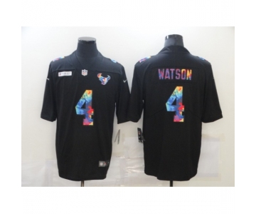 Men's Houston Texans #4 Deshaun Watson Rainbow Version Nike Limited Jersey