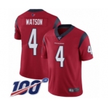 Men's Houston Texans #4 Deshaun Watson Red Alternate Vapor Untouchable Limited Player 100th Season Football Jersey