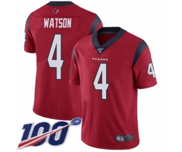 Men's Houston Texans #4 Deshaun Watson Red Alternate Vapor Untouchable Limited Player 100th Season Football Jersey