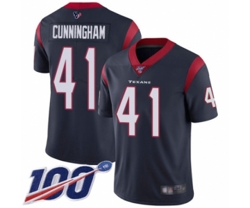 Men's Houston Texans #41 Zach Cunningham Navy Blue Team Color Vapor Untouchable Limited Player 100th Season Football Jersey