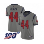 Men's Houston Texans #44 Cullen Gillaspia Limited Gray Inverted Legend 100th Season Football Jersey