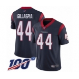 Men's Houston Texans #44 Cullen Gillaspia Navy Blue Team Color Vapor Untouchable Limited Player 100th Season Football Jersey