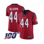 Men's Houston Texans #44 Cullen Gillaspia Red Alternate Vapor Untouchable Limited Player 100th Season Football Jersey