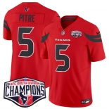 Men's Houston Texans #5 Jalen Pitre Red F.U.S.E. 2024 AFC South Division Champions Vapor Limited Stitched Football Jersey