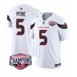 Men's Houston Texans #5 Jalen Pitre White F.U.S.E. 2024 AFC South Division Champions Vapor Limited Stitched Football Jersey