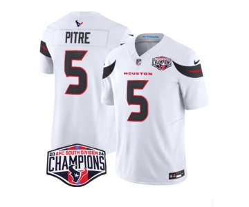 Men's Houston Texans #5 Jalen Pitre White F.U.S.E. 2024 AFC South Division Champions Vapor Limited Stitched Football Jersey