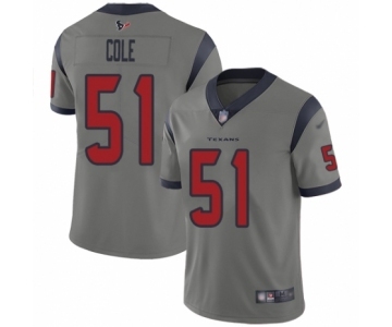 Men's Houston Texans #51 Dylan Cole Limited Gray Inverted Legend Football Jersey