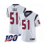 Men's Houston Texans #51 Dylan Cole White Vapor Untouchable Limited Player 100th Season Football Jersey