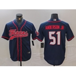 Men's Houston Texans #51 Will Anderson Jr Navy With Patch Cool Base Stitched Baseball Jersey