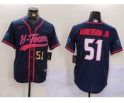 Men's Houston Texans #51 Will Anderson Jr. Navy With Patch Cool Base Stitched Baseball Jersey