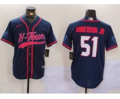 Men's Houston Texans #51 Will Anderson Jr. Navy With Patch Cool Base Stitched Baseball Jerseys