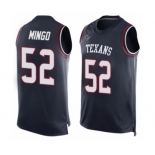 Men's Houston Texans #52 Barkevious Mingo Limited Navy Blue Player Name & Number Tank Top Football Jersey