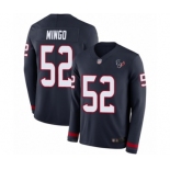 Men's Houston Texans #52 Barkevious Mingo Limited Navy Blue Therma Long Sleeve Football Jersey