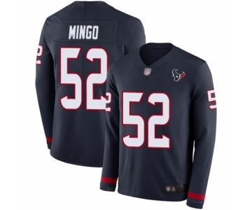 Men's Houston Texans #52 Barkevious Mingo Limited Navy Blue Therma Long Sleeve Football Jersey