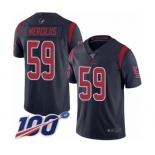 Men's Houston Texans #59 Whitney Mercilus Limited Navy Blue Rush Vapor Untouchable 100th Season Football Jersey