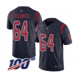 Men's Houston Texans #64 Senio Kelemete Limited Navy Blue Rush Vapor Untouchable 100th Season Football Jersey