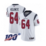 Men's Houston Texans #64 Senio Kelemete White Vapor Untouchable Limited Player 100th Season Football Jersey