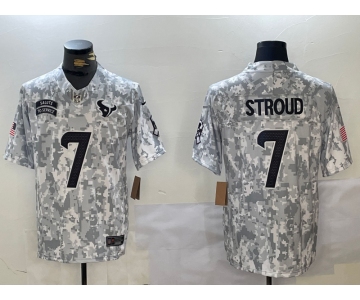 Men's Houston Texans #7 C.J. Stroud 2024 Arctic Camo Salute To Service Limited Stitched Football Jersey