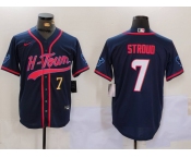 Men's Houston Texans #7 C.J. Stroud Navy With Patch Cool Base Stitched Baseball Jerseys