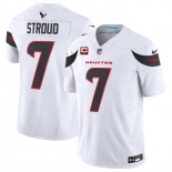 Men's Houston Texans #7 C.J. Stroud White 2024 Vapor F.U.S.E. With 2-Star C Patch Limited Stitched Jersey