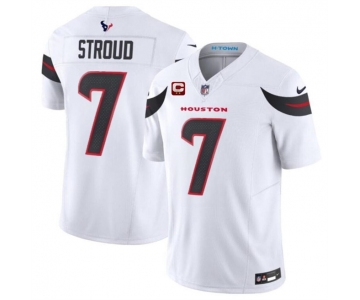 Men's Houston Texans #7 C.J. Stroud White 2024 Vapor F.U.S.E. With 2-Star C Patch Limited Stitched Jersey