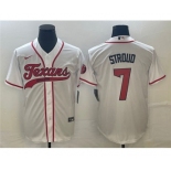 Men's Houston Texans #7 C.J. Stroud White With Patch Cool Base Stitched Baseball Jersey