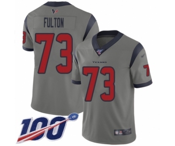 Men's Houston Texans #73 Zach Fulton Limited Gray Inverted Legend 100th Season Football Jersey