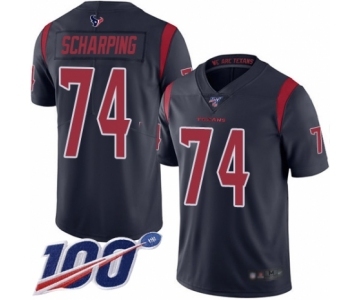 Men's Houston Texans #74 Max Scharping Limited Navy Blue Rush Vapor Untouchable 100th Season Football Jersey